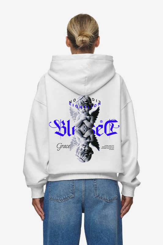 BLESSED BY EIGHTLION HOODIE WHITE WOMEN