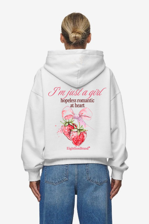 JUST A GIRL COQUETTE HOODIE WHITE