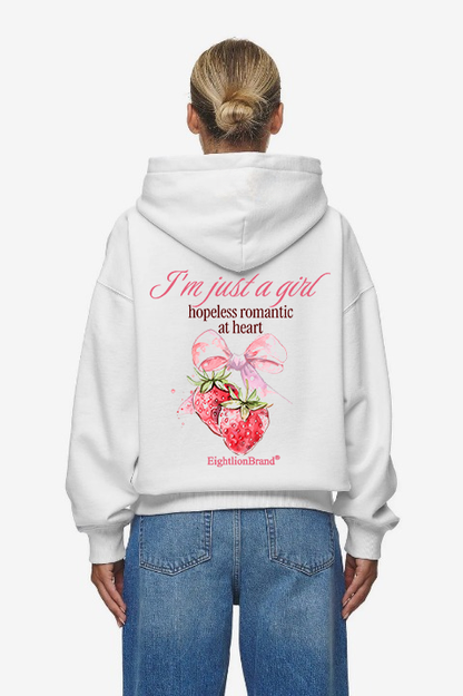 JUST A GIRL COQUETTE HOODIE WHITE