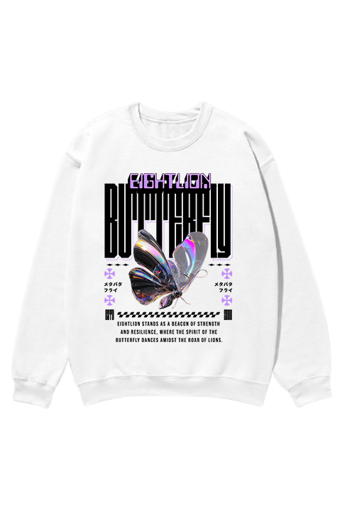 BLACK META BUTTERFLY SWEATSHIRT WHITE